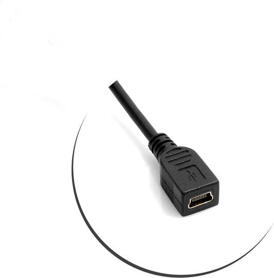 SYSTEM-S Mini USB snúra vinklaður tengi vinstra megin við Mini USB tengil 25 cm