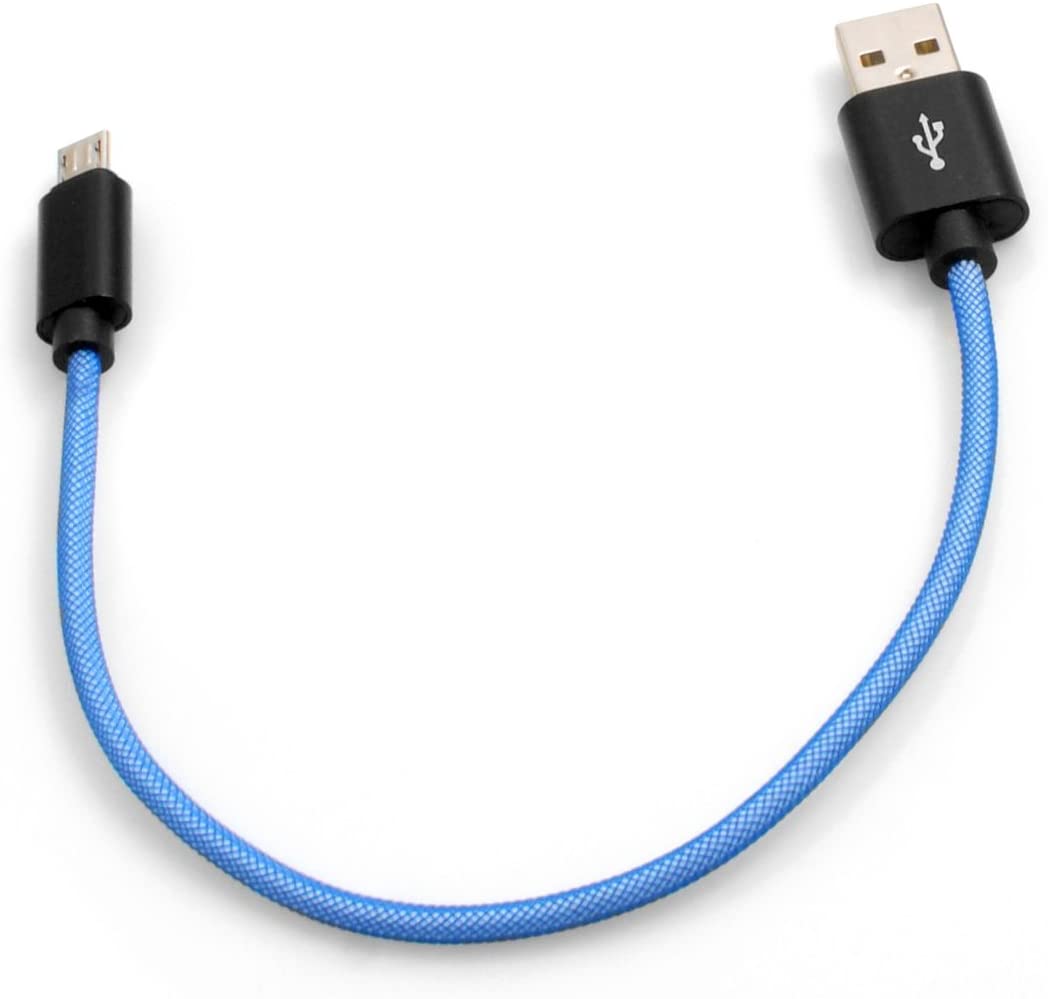 System-S Micro USB snúra í USB A 2.0 (karlkyns) 25 cm fléttuð nylonhlíf blá