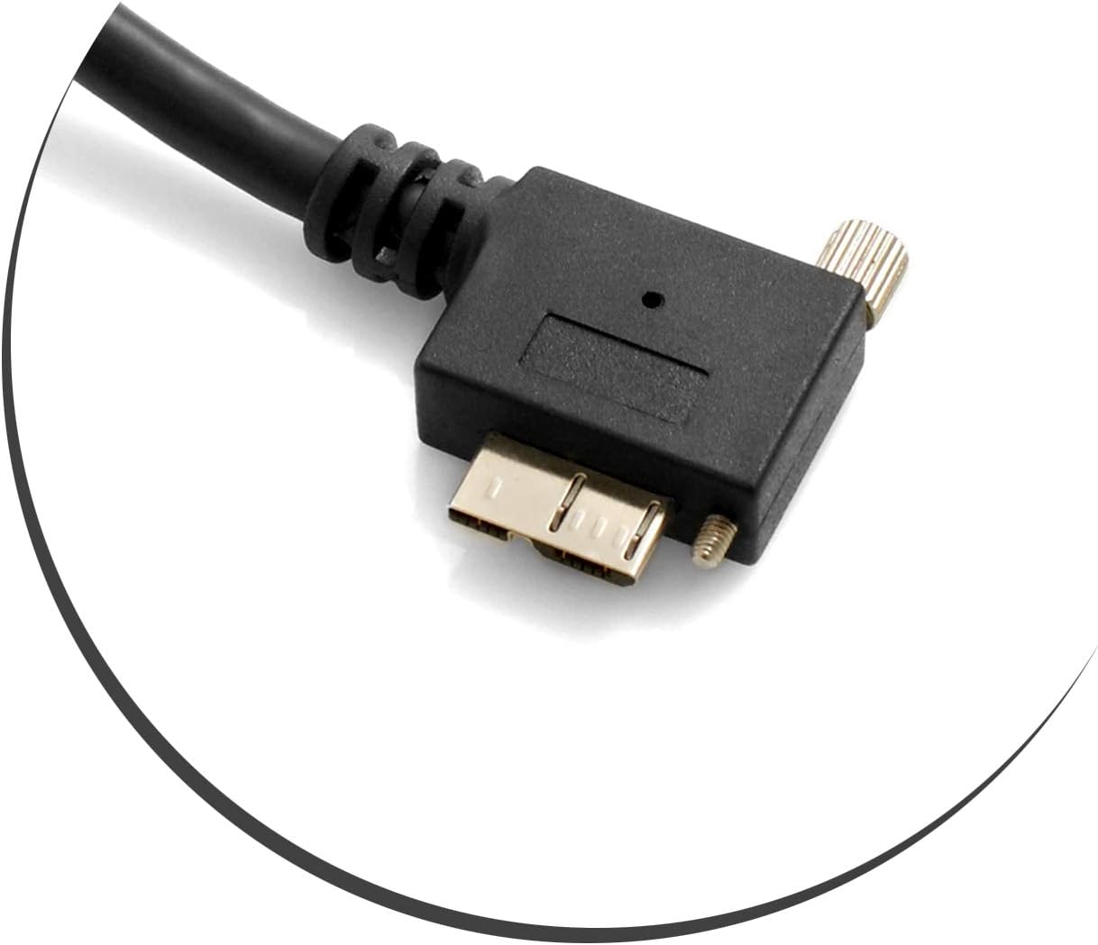 SYSTEM-S USB 3.0 A (male) zu Micro USB 3.0 (male) Kabel Rechts Gewinkelt 90 Grad Winkel 120cm High Speed Datenkabel Ladekabel mit Feststellschraube