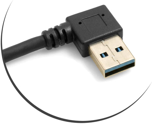 SYSTEM-S USB cable Type C (Male) to 3.0 A (Male) angle left 32 cm