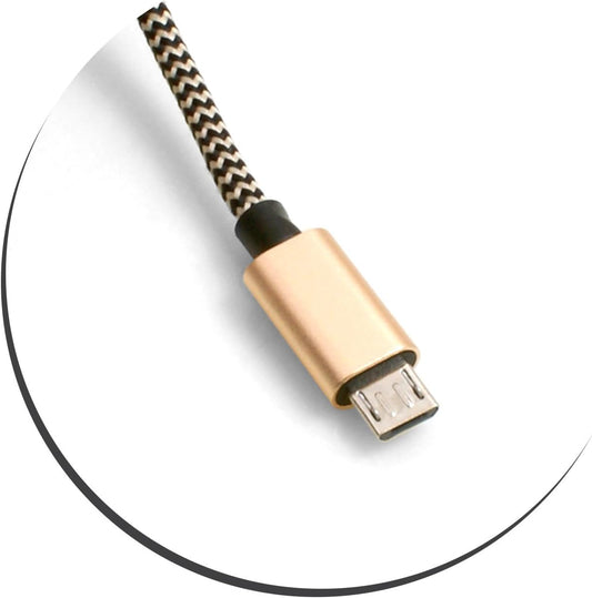 SYSTEM-S Micro USB (Male) to USB A 2.0 (Male) cable 100 cm braided nylon sheath black/white