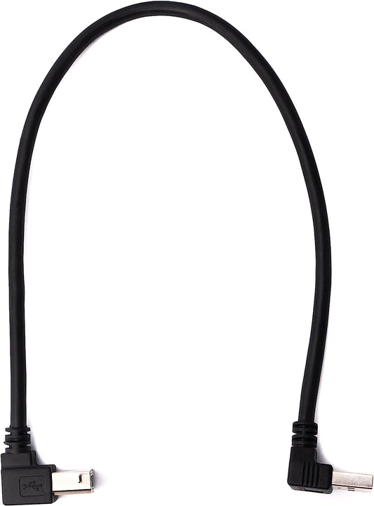 SYSTEM-S USB 2.0 snúra 35 cm Tegund B karlkyns í Tegund A karlkyns vinklaður í svörtu