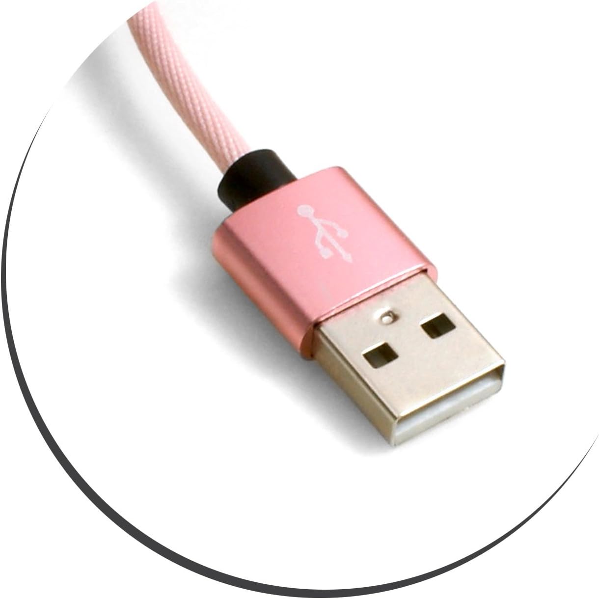 SYSTEM-S Micro USB 2.0 snúra 200 cm fléttuð nylonhjúpur bleik