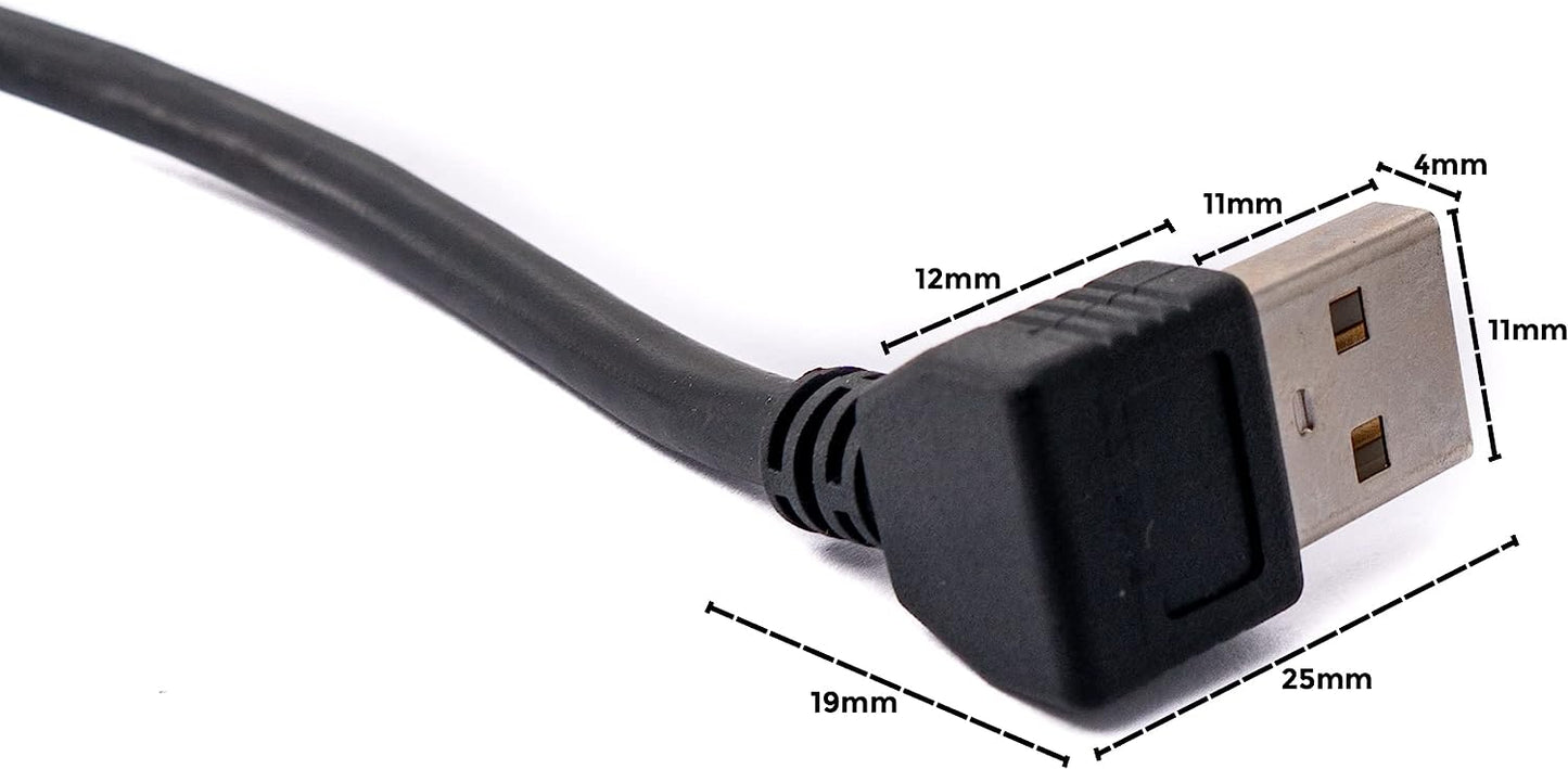 SYSTEM-S USB 2.0 Kabel 35 cm Typ B Stecker zu Typ A Stecker Winkel in Schwarz