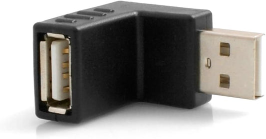 SYSTEM-S USB Type A input to USB Type A plug 90° downward angle left angled adapter cable adapter plug adapter