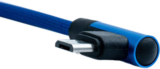 SYSTEM-S USB 2.0 cable 25 cm Micro B plug to 2.0 A plug angled braided blue