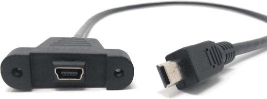 SYSTEM-S Mini USB Panel Mount Mini USB male to Mini USB female with Screw Nuts 50cm