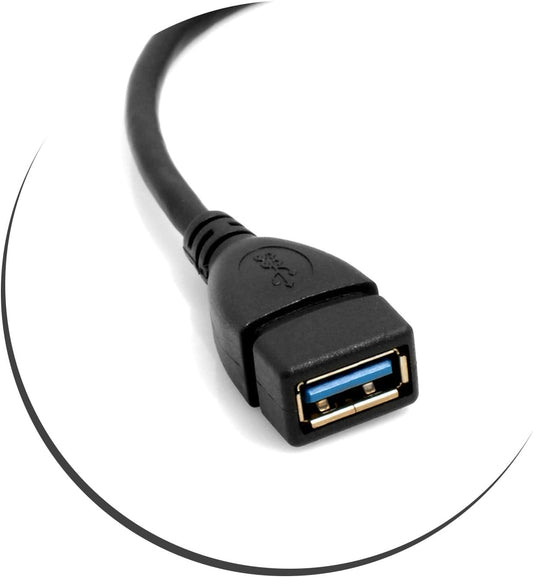 SYSTEM-S USB Type A 3.0 plug 90° left angled to USB Type A 3.0 socket cable data cable charging cable 23 cm