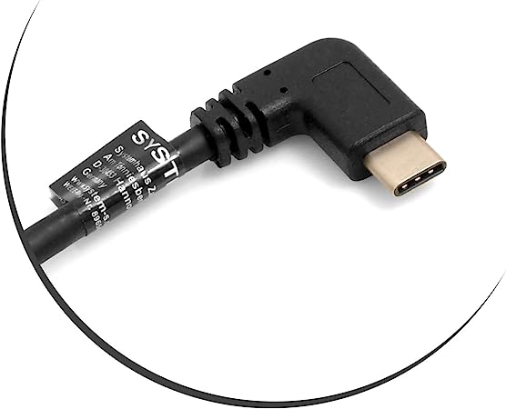 SYSTEM-S USB 3.1 Type C plug 90° angled to USB A 3.0 90° right angle plug cable data cable charging cable 30 cm