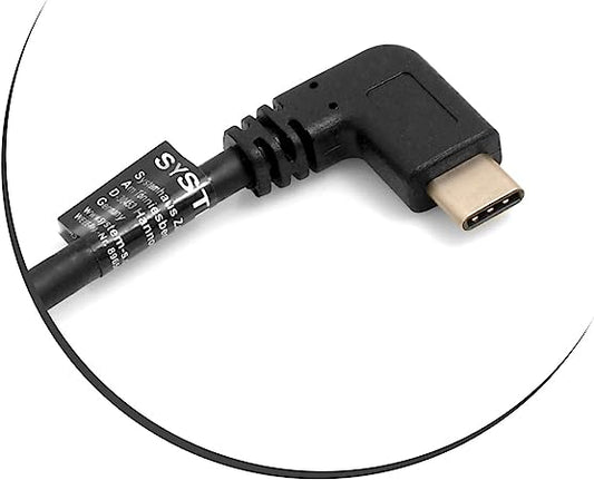 SYSTEM-S USB 3.1 Tegund C tengi 90° hallandi við USB A 3.0 90° rétt horntengi snúra gagnasnúra hleðslusnúra 30 cm