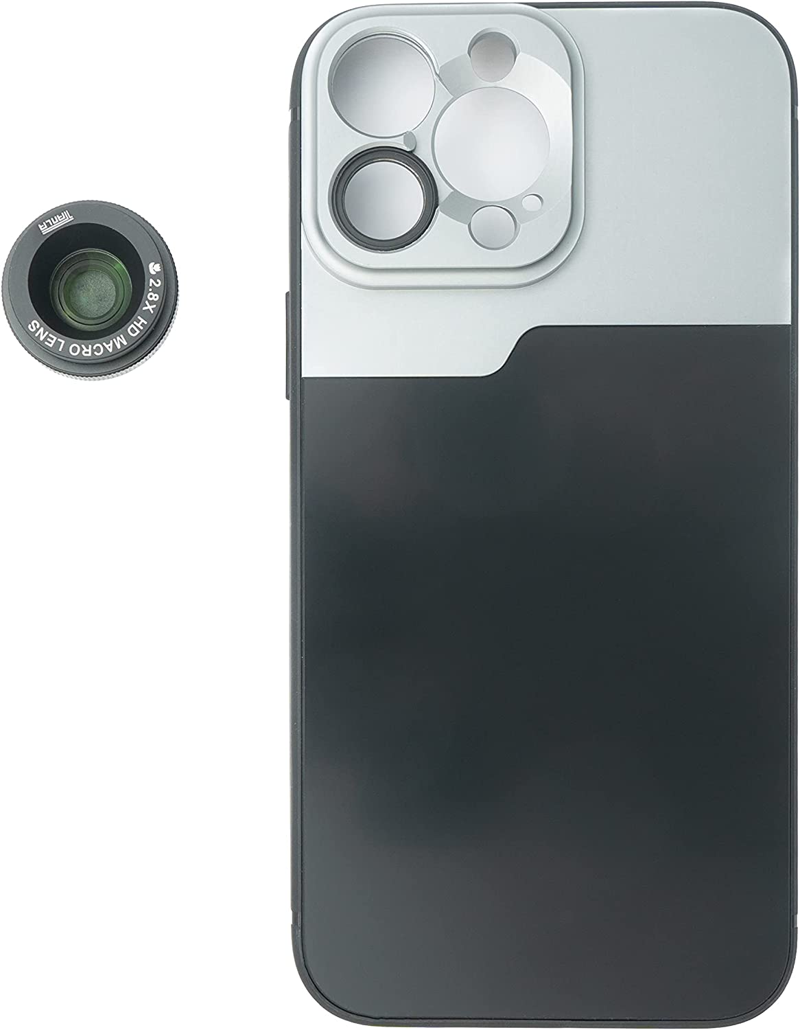 SYSTEM-S Makro Linse 2.8x HD Filter mit Hülle in Schwarz für iPhone 14 Pro Max