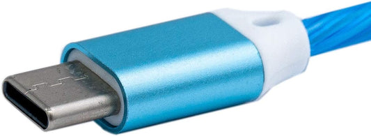 SYSTEM-S USB 3.1 luminous cable 1 m Type C plug to 2.0 A plug in blue