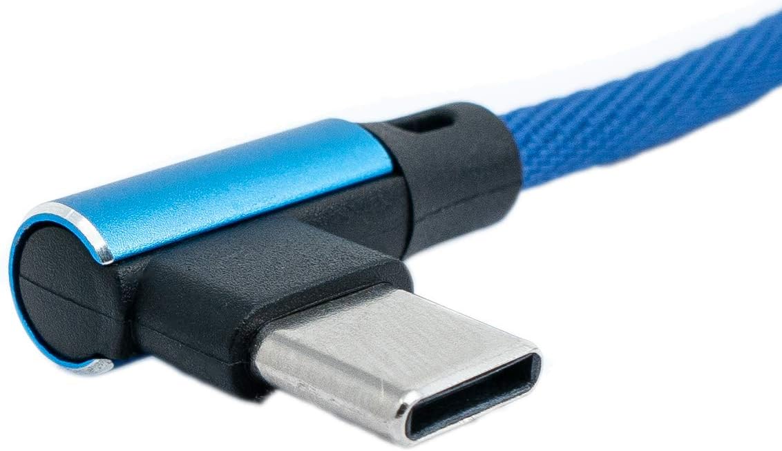 SYSTEM-S USB 3.1 Kabel 3 m Typ C Stecker zu 2.0 A Stecker Winkel Kabel geflochten Blau