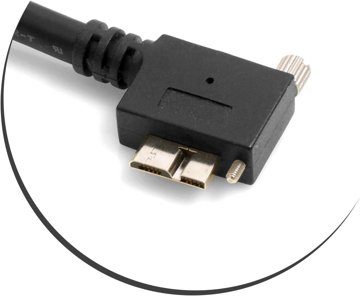 System-S USB 3.0 A í Micro USB 3.0 90 gráðu vinstri horn snúra, 5 metra með lásskrúfu