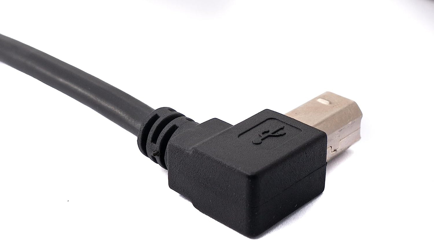 SYSTEM-S USB 2.0 Kabel 35 cm Typ B Stecker zu Typ A Stecker Winkel in Schwarz