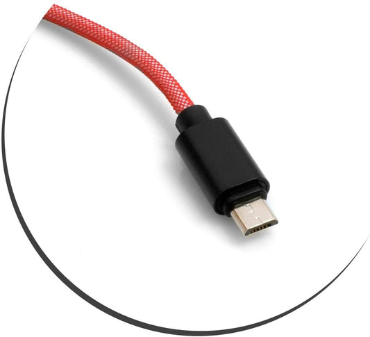System-S Micro USB Cable to USB A 2.0 Braided Nylon Sheath Red 25 cm