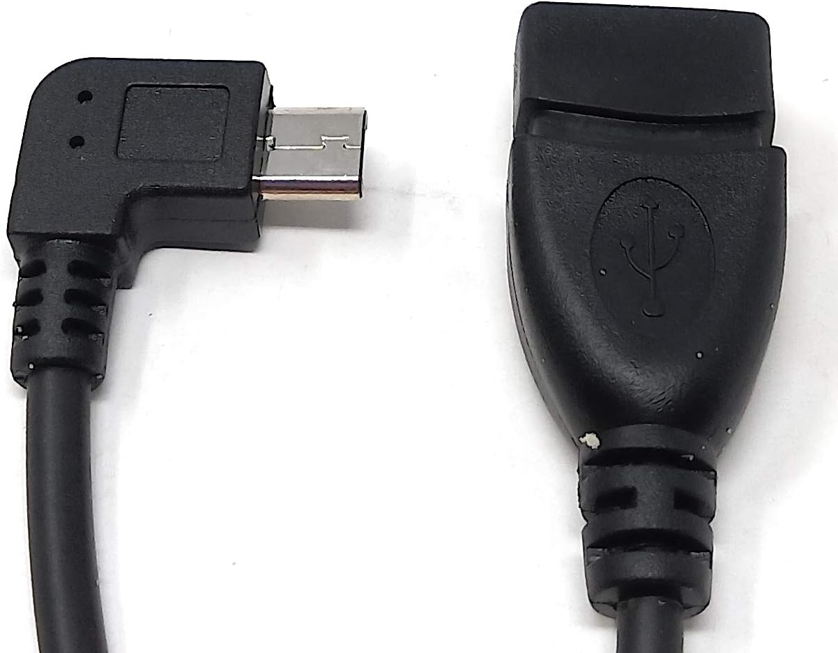 SYSTEM-S USB OTG millistykki fyrir á ferðinni Micro USB 90 gráðu rétthyrndur 90° horntengi í USB 2.0 Type A hýsingarsnúra
