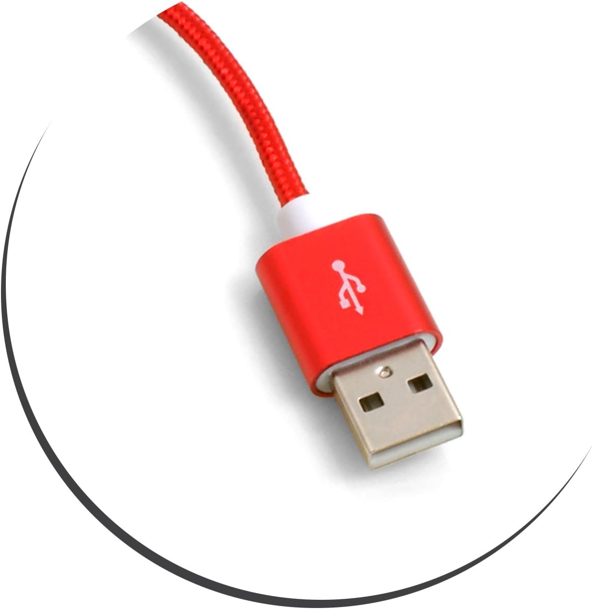 SYSTEM-S Micro USB snúra (karlkyns) í USB A 2.0 (karlkyns) millistykki gagnasnúra hleðslusnúra 25cm fléttuð rauð nylon