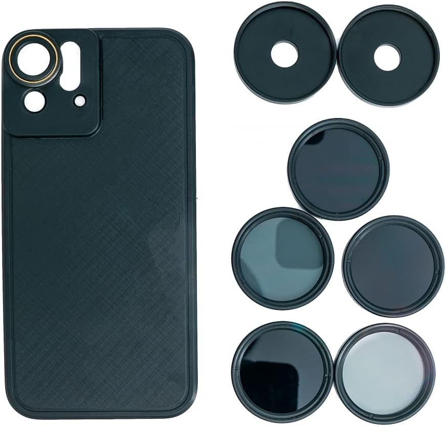 System-S ND síusett 37 mm hlutlaus þéttleikasía grá sía með hulstri fyrir iPhone 12 Pro svart