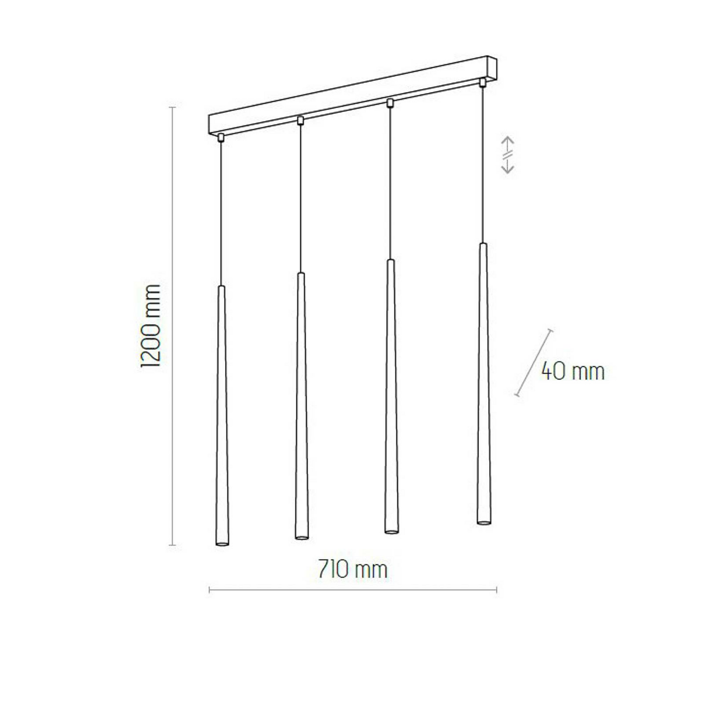 B-flokks Euluna Piano hengiljós, fjögur ljós, G9, svart