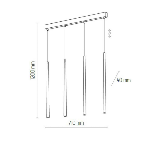 B-flokks Euluna Piano hengiljós, fjögur ljós, G9, svart