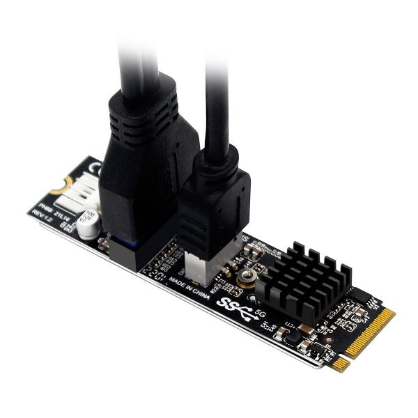 SYSTEM-S NVME snúra 20 cm M-lykill NGFF karlkyns í USB 3.1 & 2.0 framhliðartengi af gerðinni E kvenkyns
