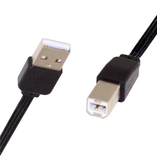 SYSTEM-S USB 2.0 snúra 13 cm karlkyns B í karlkyns A stutt flatt tengi í svörtu