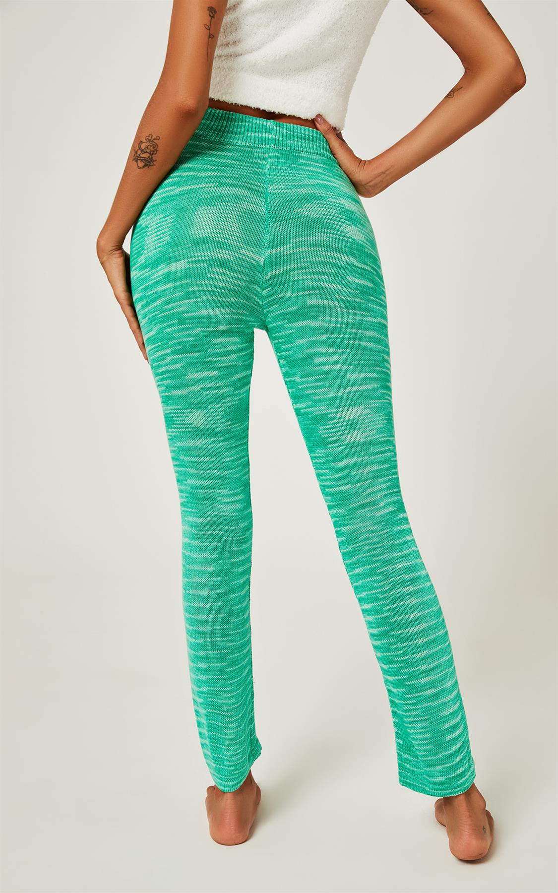 Knitted Fit Trousers in Green