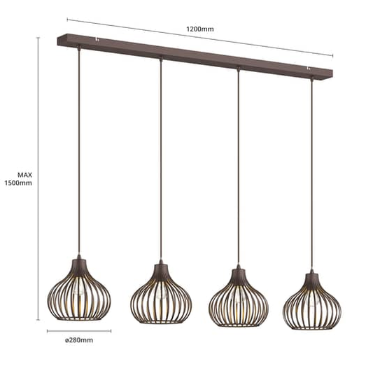 B-stock Lindby Frances hanging lamp hanging lamp pendant lamp lamp light brown, 4 fl.345