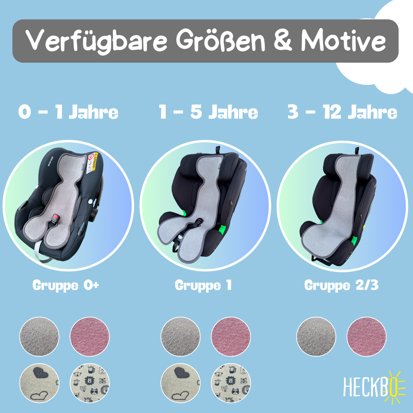 Trageschale Sitzauflage Gruppe 0 Herzen