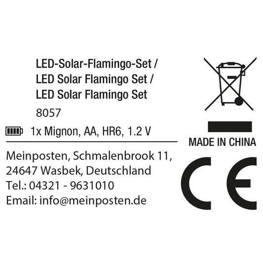 Gartenfigur Design Solarstecker Flamingo 3er Set Höhe 52 cm LED SOLAR Sensor NEU