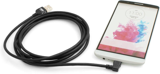 System-S USB A karlkyns í Micro USB 2.0 karlkyns gagna- og hleðslusnúra, 200 cm, 90 gráðu hallandi, rétt horntengi