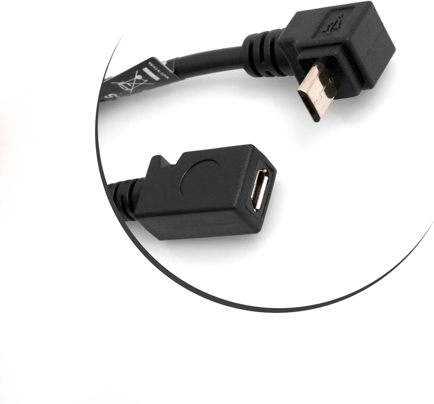 SYSTEM-S Micro USB 90° Grad abwärts Winkel Kabel auf Micro USB Adapter Kabel Verlängerung 27 cm