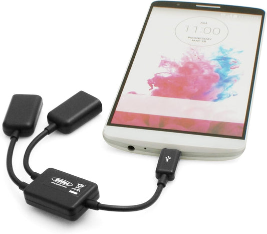 System-S USB 2.0 Micro-B (male) cable to 2x USB A (female) switch charging and data cable for smartphones and tablets 17cm