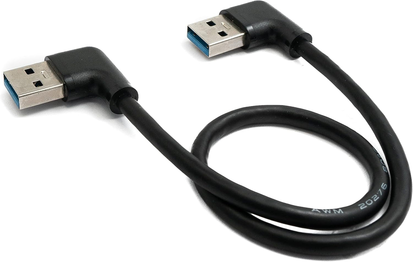 USB 3.0 snúra 30 cm af gerðinni A karlkyns í karlkyns, vinstri horn, svört