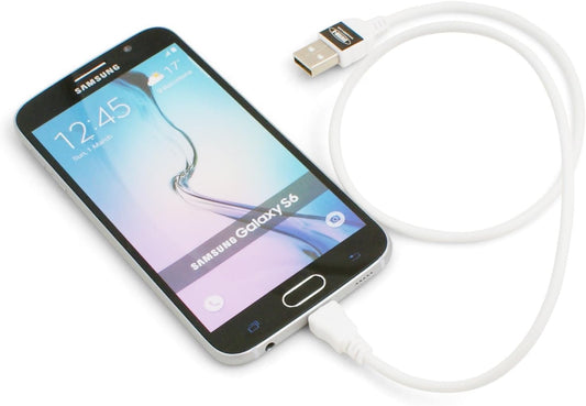 System-S Micro USB 2.0 snúra gagnasnúra og hleðslusnúra í hvítu, 50 cm