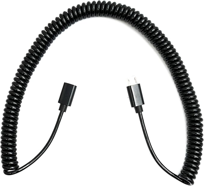 SYSTEM-S USB 2.0 Kabel 3 m Micro B Stecker zu Buchse Spirale in Schwarz