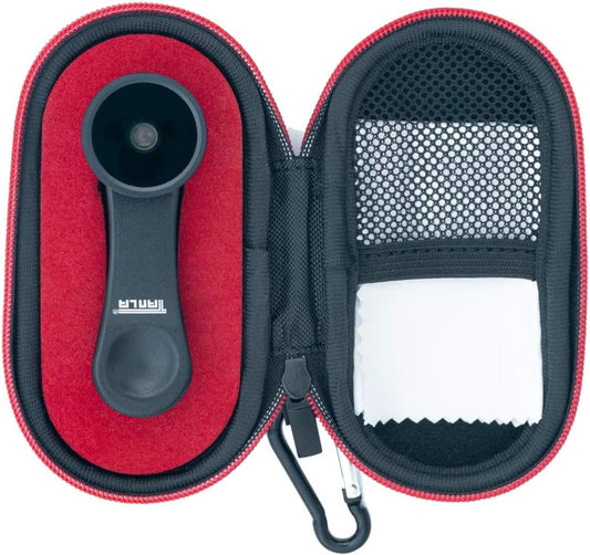 SYSTEM-S wide-angle and macro lens with clip and protective case in black for smartphone