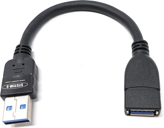 System-S USB 3.0 Tegund A (karlkyns) í USB 3.0 Tegund A (kvenkyns) hleðslusnúra gagnasnúra framlengingarsnúra 11 cm