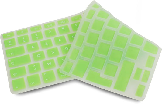System-S sílikonlyklaborðshlíf AZERTY franskt lyklaborðshlíf fyrir MacBook Pro 13 tommu 15 tommu 17 tommu iMac MacBook Air 13 tommu í grænu