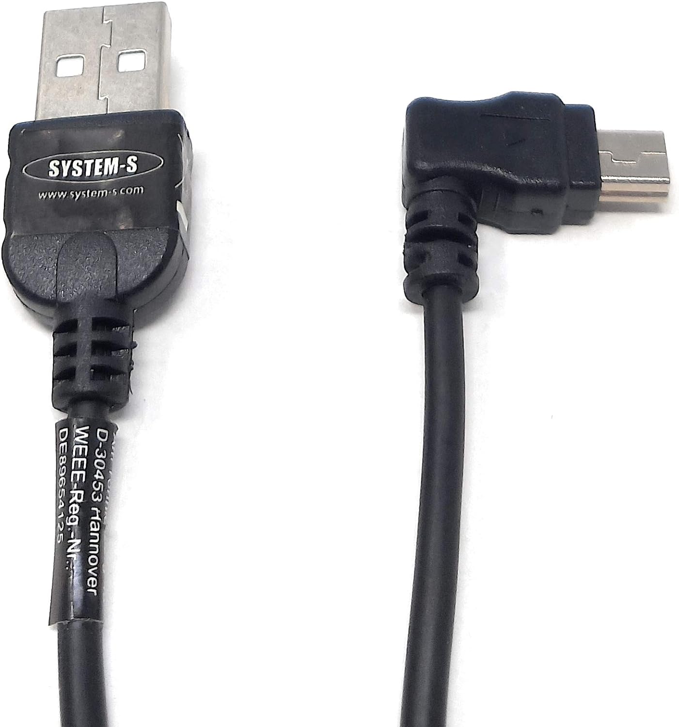 SYSTEM-S Mini USB snúra 90 gráðu hallandi rétthyrnd tengi 50 cm