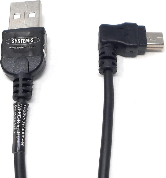 SYSTEM-S Mini USB snúra 90 gráðu hallandi rétthyrnd tengi 50 cm