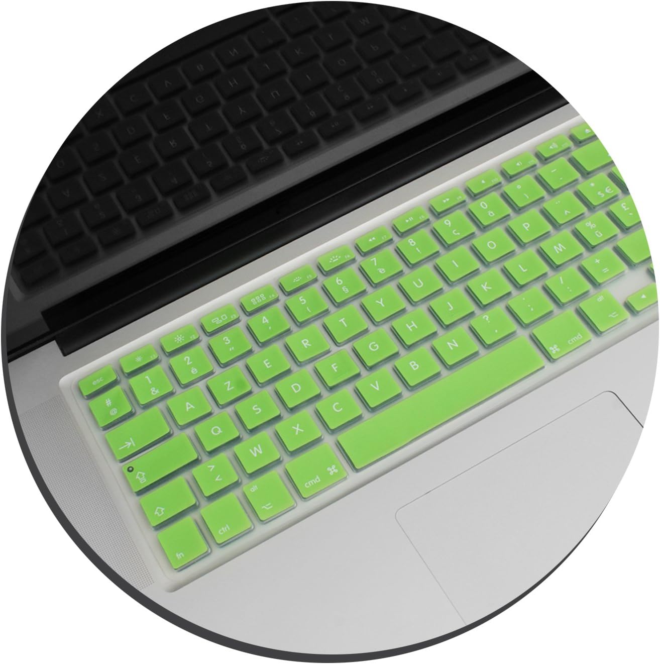 System-S sílikonlyklaborðshlíf AZERTY franskt lyklaborðshlíf fyrir MacBook Pro 13 tommu 15 tommu 17 tommu iMac MacBook Air 13 tommu í grænu