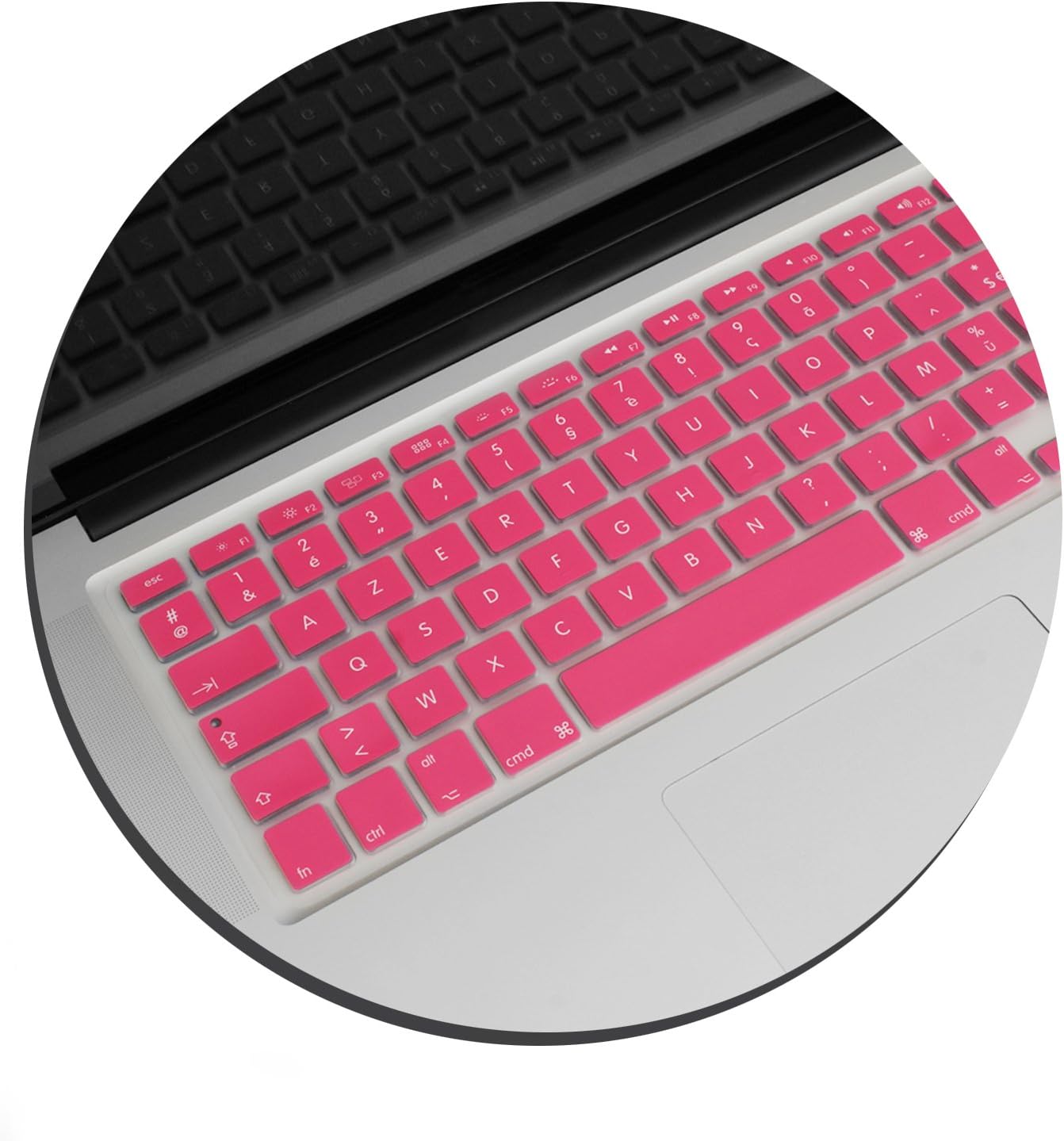 System-S sílikonlyklaborðshlíf AZERTY franskt lyklaborðshlíf fyrir MacBook Pro 13 tommu 15 tommu 17 tommu iMac MacBook Air 13 tommu í bleiku
