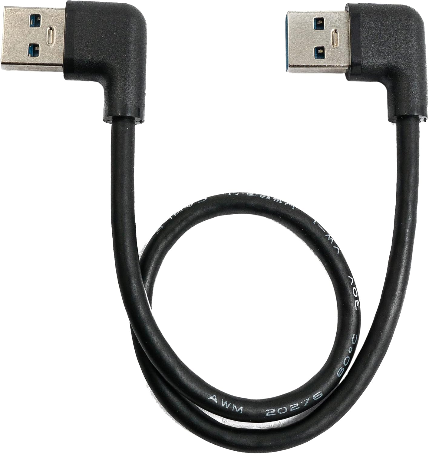 USB 3.0 snúra 30 cm af gerðinni A karlkyns í karlkyns, vinstri horn, svört