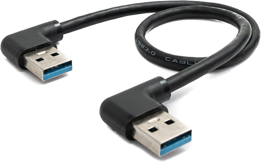 USB 3.0 snúra 30 cm af gerðinni A karlkyns í karlkyns, vinstri horn, svört