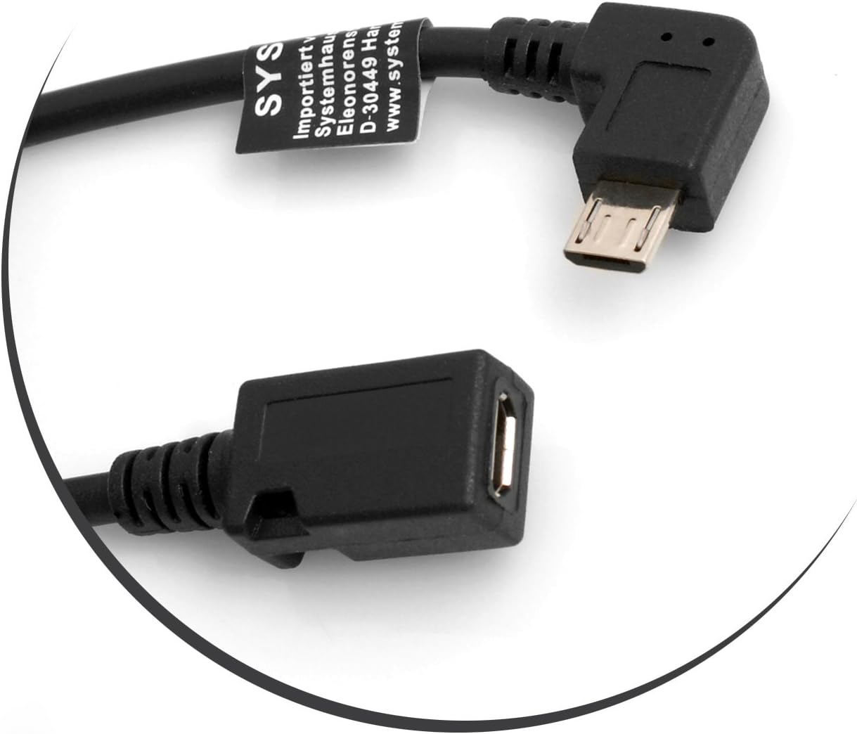 SYSTEM-S Micro USB 90° links Winkel zu Micro USB Buchse 27 cm Kabel