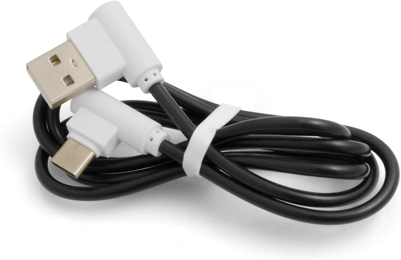 SYSTEM-S USB 3.1 Type C 90° hallandi tengi í USB 2.0 A gagnasnúra hleðslusnúra 89 cm í svörtu