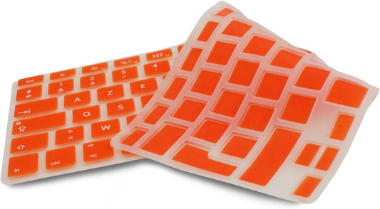 System-S sílikonlyklaborðshlíf AZERTY franskt lyklaborðshlíf fyrir MacBook Pro 13 tommu 15 tommu 17 tommu iMac MacBook Air 13 tommu í appelsínugulu