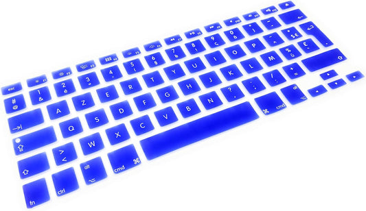 System-S sílikonlyklaborðshlíf AZERTY franskt lyklaborðshlíf fyrir MacBook Pro 13 tommu 15 tommu 17 tommu iMac MacBook Air 13 tommu í bláu